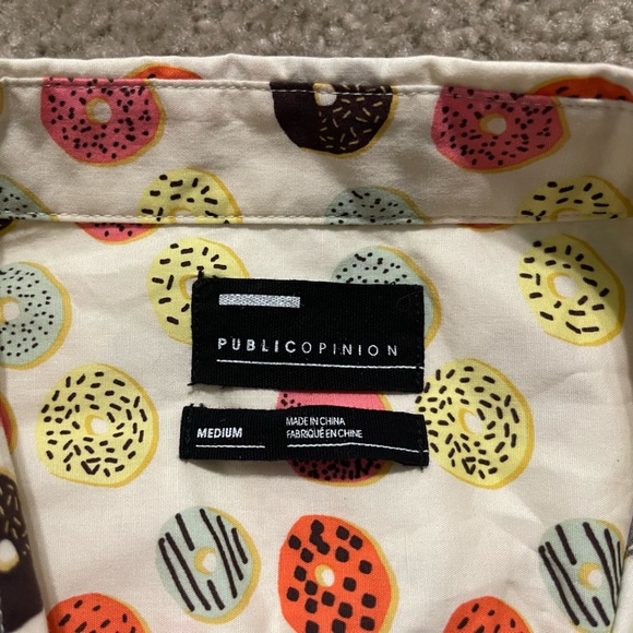 Men’s Public Opinion Donut Short Sleeve Button-Up Shirt Size M - Picture 5 of 6